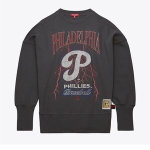 Philadelphia Phillies Charcoal Lightweight Crew 4.0 Pullover Sweatshirt NEW